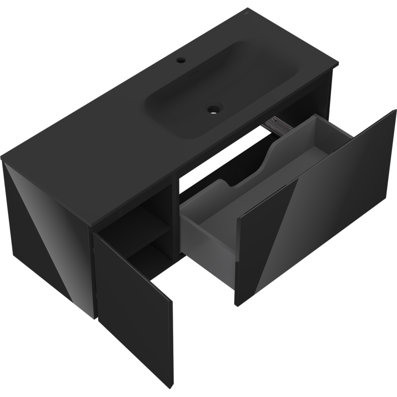 Servantskap med vask 120 cm svart høyglans/matt Mexen Orio – 91A13-12047-3-BBFF70-W23P71