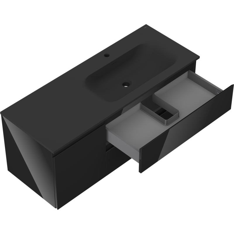 Servantskap med vask 120 cm svart høyglans/matt Mexen Orio – 91A13-12047-3-BBFFF70-W23P71