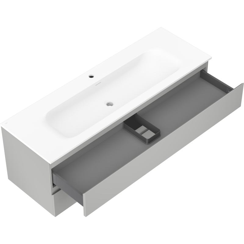 Servantskap med vask 140 cm grå/hvit, 2 skuffer, Mexen Orio – 91A10-14047-2-BFF62-W23M01