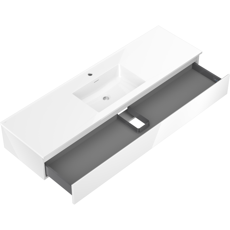 Baderomsskap med vask 160 cm Mexen Orio/Otis med åpen skuff og integrert rektangulær servant.