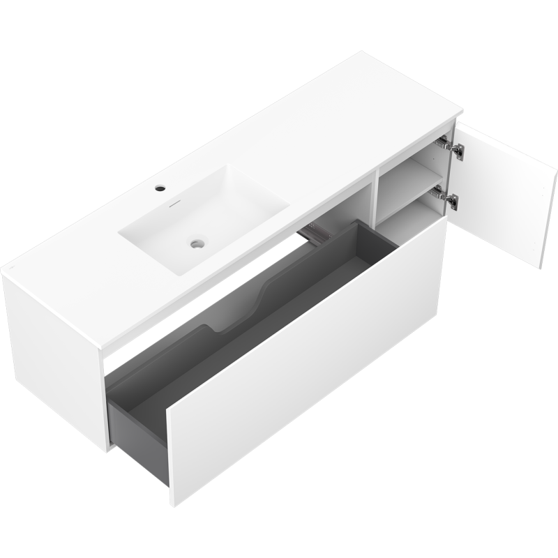 Servantskap med vask 160 cm hvit matt Mexen Orio Otis venstre – 91A13-16047-3-BBFF01-W18L01