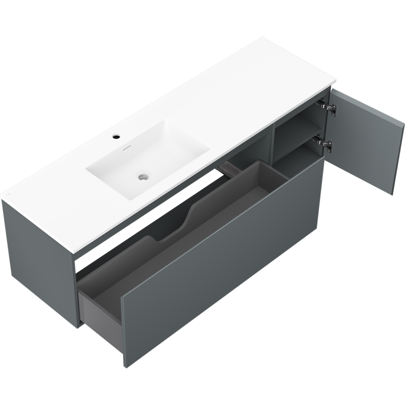 Servantskap med vask 160 cm grafitt/hvit matt Mexen Orio Otis venstre – 91A13-16047-3-BBFF66-W18L01