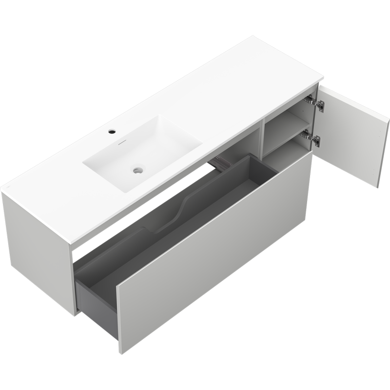 Servantskap med vask 160 cm grå matt/hvit matt Mexen Orio – 91A13-16047-3-BBFF62-W18L01