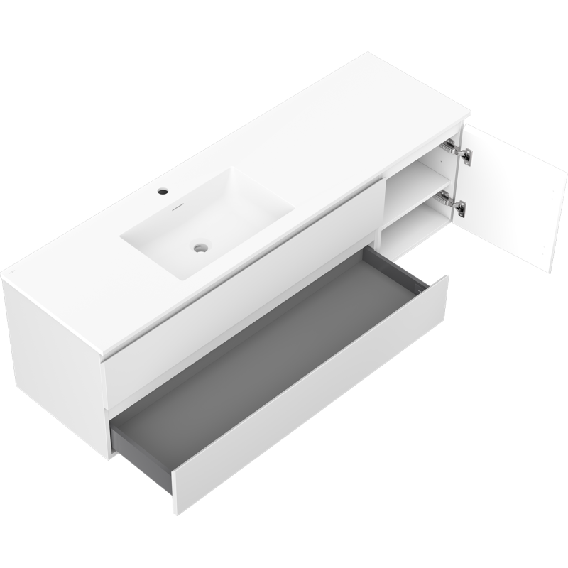 Servantskap med vask 160 cm hvit matt Mexen Orio Otis venstre – 91A13-16047-3-BBFFF01-W18L01