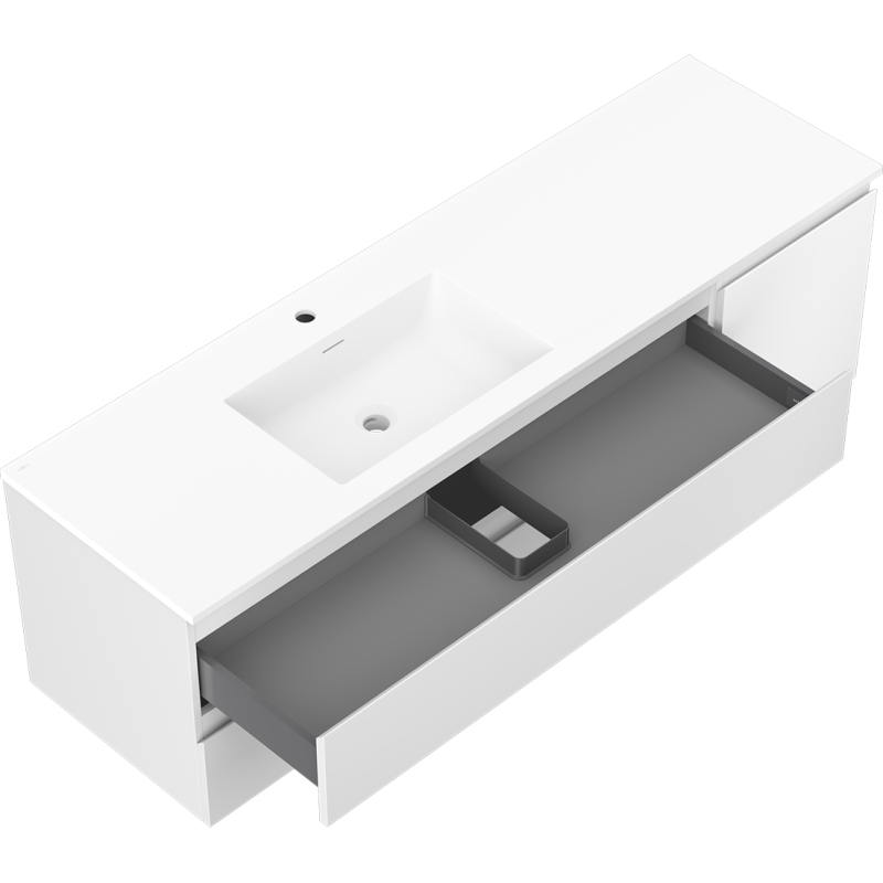 Servantskap med vask 160 cm hvit matt Mexen Orio Otis venstre – 91A13-16047-3-BBFFF01-W18L01