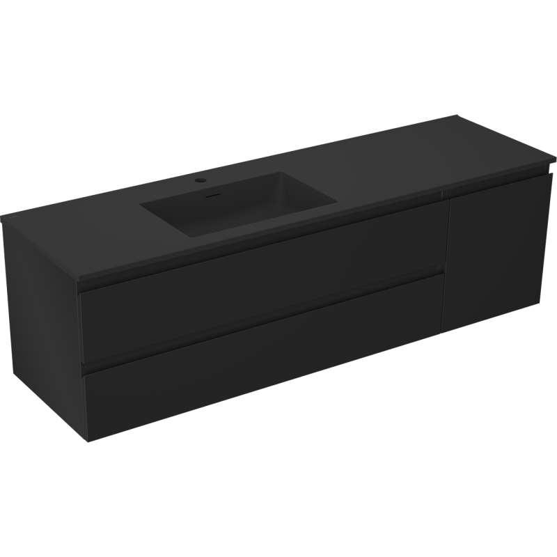 Servantskap med vask 160 cm svart matt Mexen Orio Otis venstre – 91A13-16047-3-BBFFF71-W18L71
