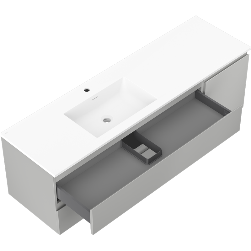 Servantskap med vask 160 cm grå/matt hvit Mexen Orio Otis venstre – 91A13-16047-3-BBFFF62-W18L01