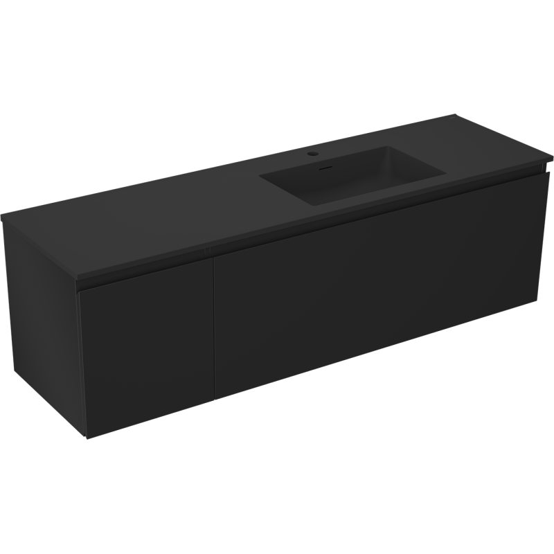 Servantskap med vask 160 cm svart matt Mexen Orio Otis høyre – 91A13-16047-3-BBFF71-W18P71