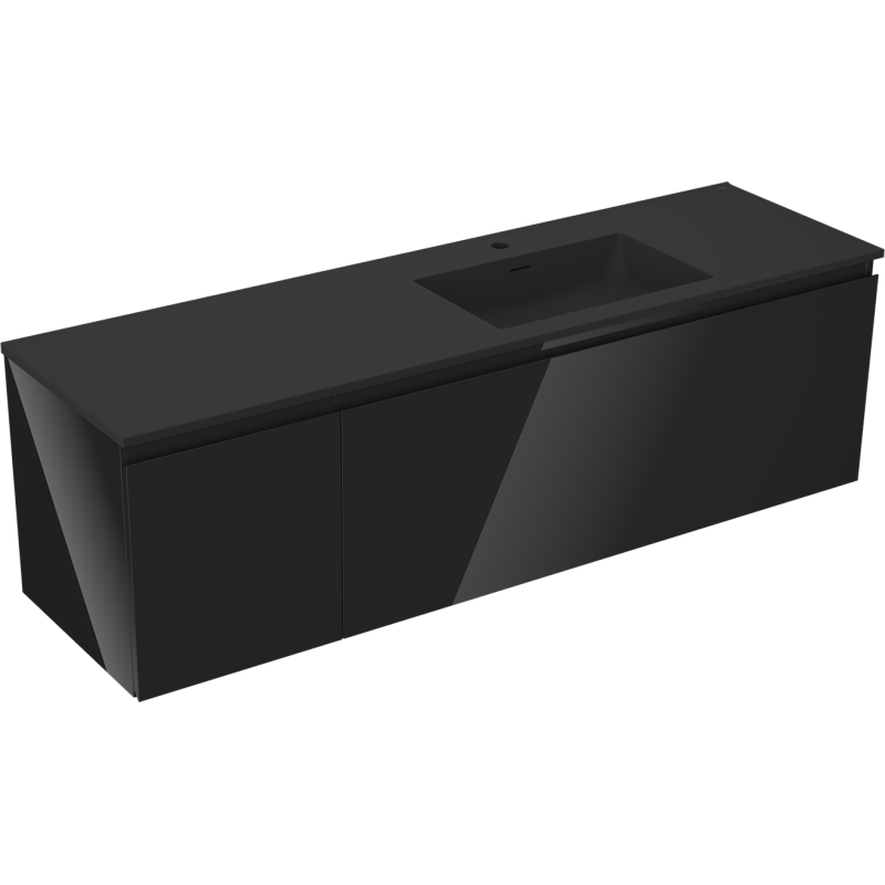 Servantskap med vask 160 cm svart høyglans/matt Mexen Orio – 91A13-16047-3-BBFF70-W18P71