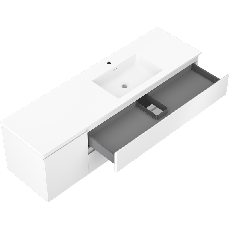 Servantskap med vask 160 cm hvit matt Mexen Orio/Otis høyre – 91A13-16047-3-BBFFF01-W18P01