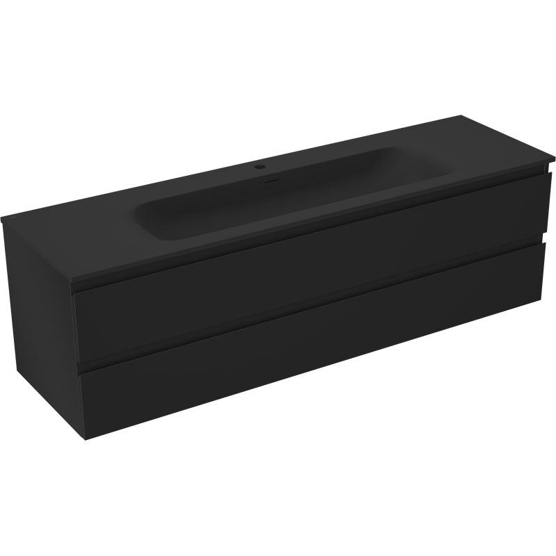 Servantskap med vask 160 cm svart matt, 2 skuffer Mexen Orio – 91A10-16047-2-BFF71-W23M71