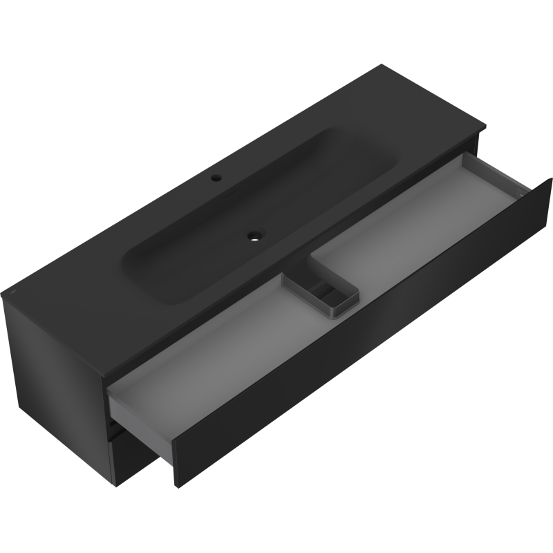 Servantskap med vask 160 cm svart matt, 2 skuffer Mexen Orio – 91A10-16047-2-BFF71-W23M71