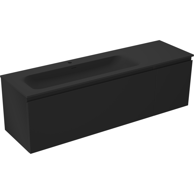 Servantskap med vask 160 cm svart matt Mexen Orio Vela venstre – 91A13-16047-3-BBFF71-W23L71