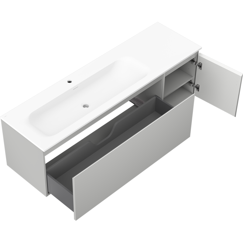 Servantskap med vask 160 cm grå/hvit matt Mexen Orio Vela – 91A13-16047-3-BBFF62-W23L01