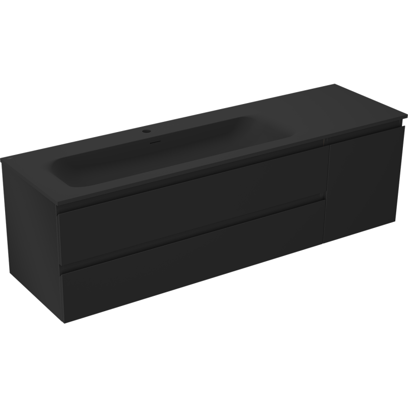 Servantskap med vask 160 cm svart matt Mexen Orio Vela venstre – 91A13-16047-3-BBFFF71-W23L71