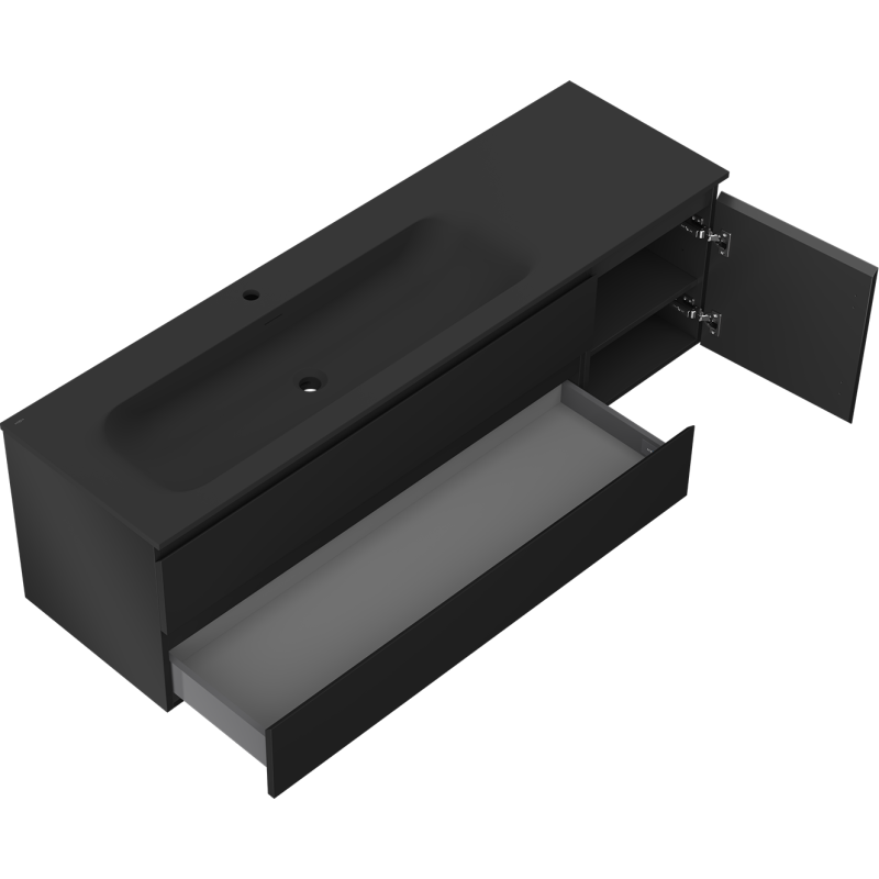 Servantskap med vask 160 cm svart matt Mexen Orio Vela venstre – 91A13-16047-3-BBFFF71-W23L71