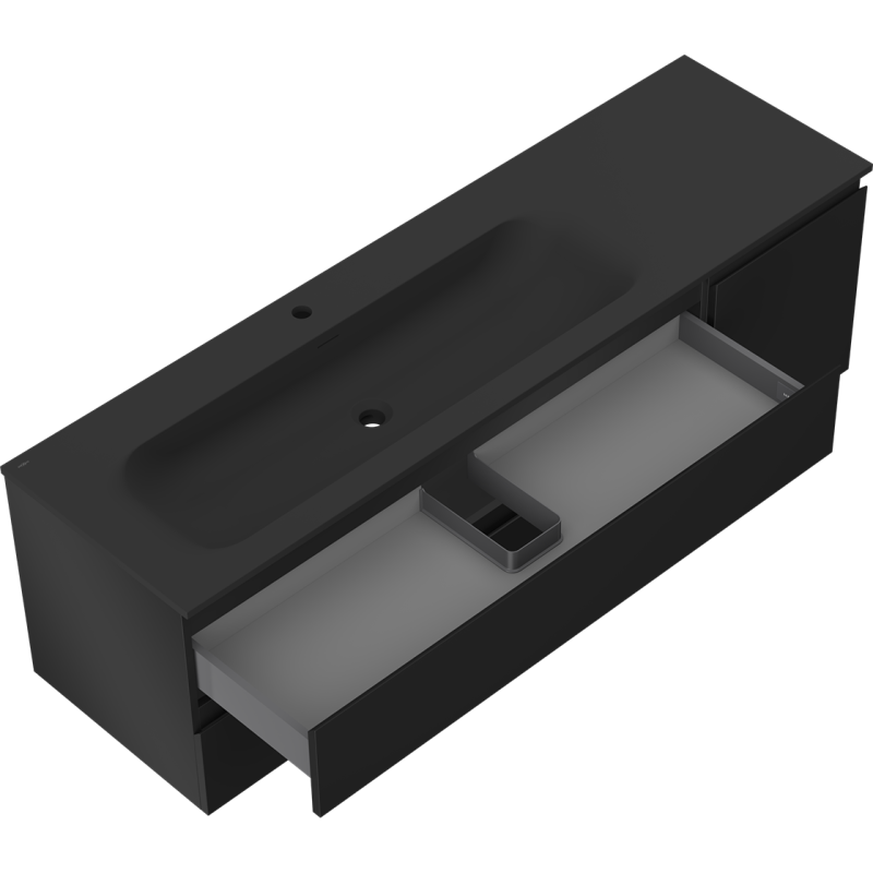 Servantskap med vask 160 cm svart matt Mexen Orio Vela venstre – 91A13-16047-3-BBFFF71-W23L71