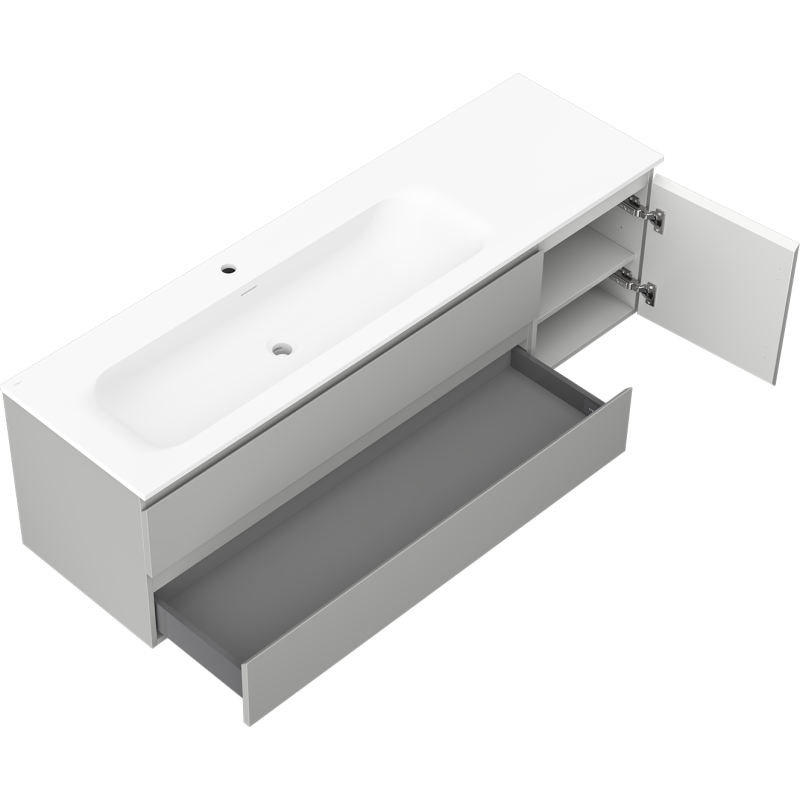 Servantskap med vask 160 cm grå matt/hvit matt Mexen Orio – 91A13-16047-3-BBFFF62-W23L01