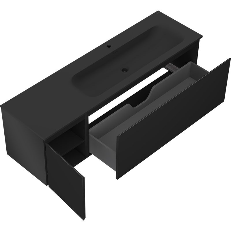 Servantskap med vask 160 cm svart matt Mexen Orio Vela høyre – 91A13-16047-3-BBFF71-W23P71