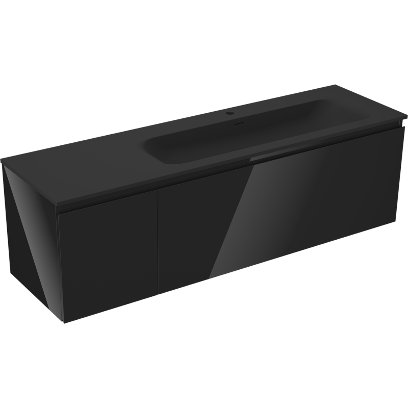 Servantskap med vask 160 cm svart høyglans/matt Mexen Orio – 91A13-16047-3-BBFF70-W23P71