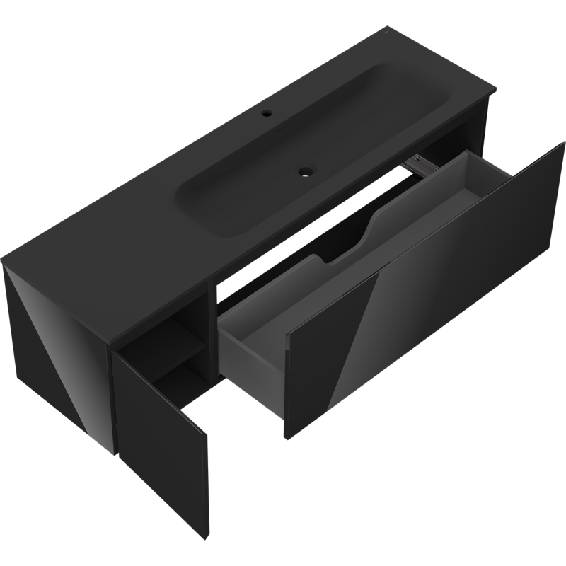 Servantskap med vask 160 cm svart høyglans/matt Mexen Orio – 91A13-16047-3-BBFF70-W23P71