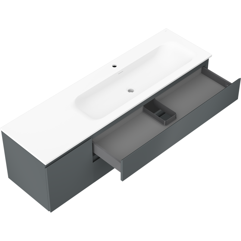 Servantskap med vask 160 cm grafitt/hvit matt Mexen Orio høyre – 91A13-16047-3-BBFFF66-W23P01