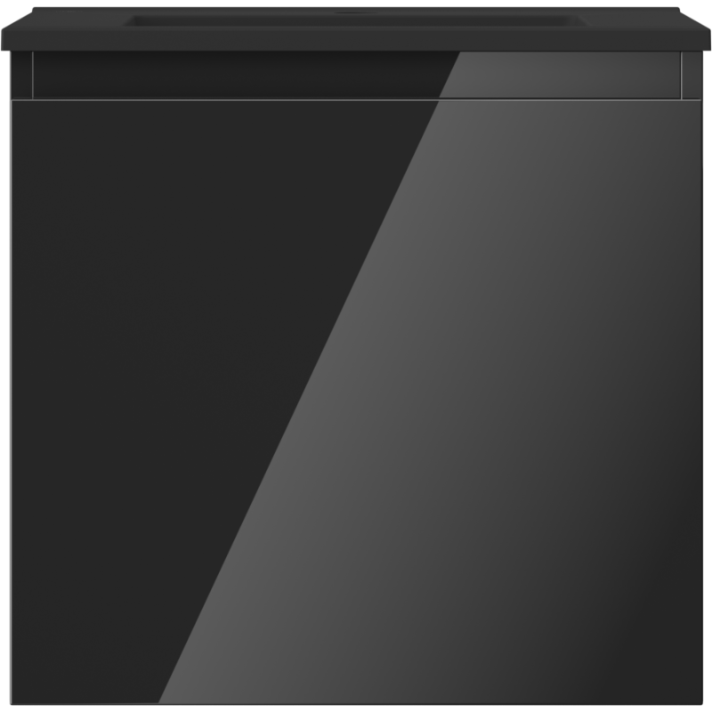 Servant med skap 50 cm svart Mexen Orio/Otis med blank front og minimalistisk design.