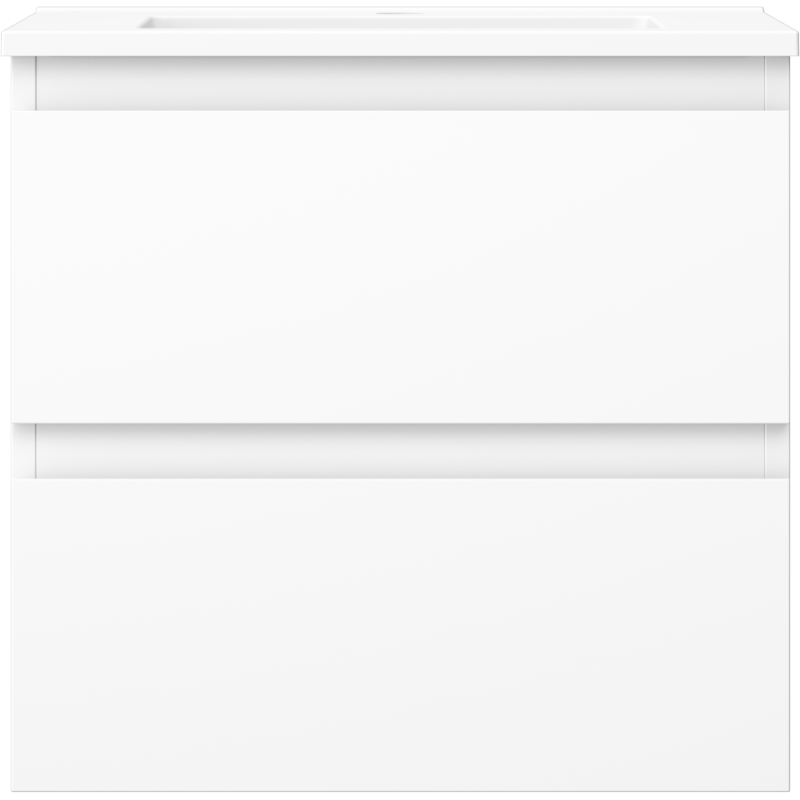 Servant med skap 50 cm hvit matt Mexen Orio med to skuffer, minimalistisk design, frontvisning.