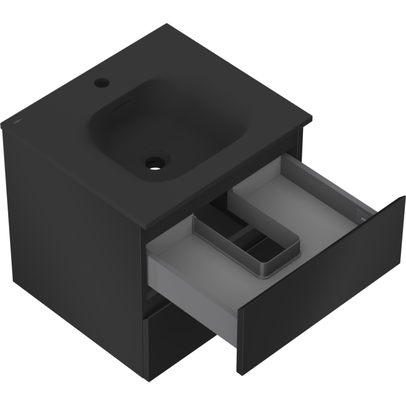 Servantskap med vask 50 cm svart matt, 2 skuffer Mexen Orio – 91A10-05047-2-BFF71-W23M71