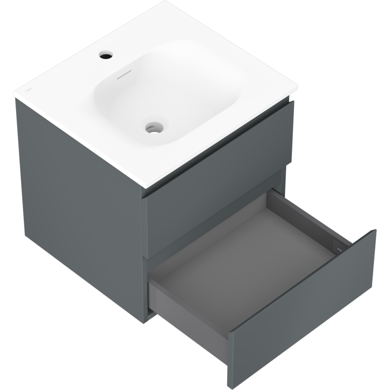 Servantskap med vask 50 cm, grafitt/hvit matt, 2 skuffer, Mexen Orio – 91A10-05047-2-BFF66-W23M01