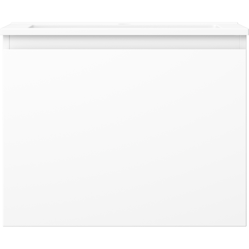 Servant med skap 60 cm hvit matt fra Mexen Orio/Otis med én skuff, frontvisning.