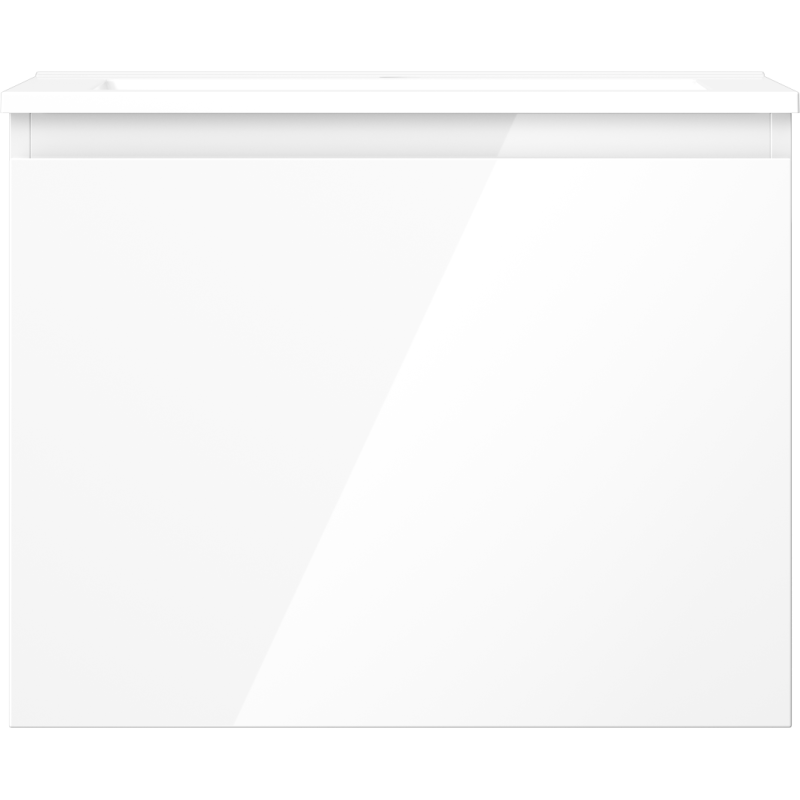 Servant med skap 60 cm hvit høyglans fra Mexen Orio sett rett forfra uten synlige detaljer.