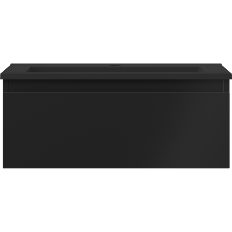 Servant med skap svart matt servantskap 60 cm, rett forfra med glatt front uten håndtak.