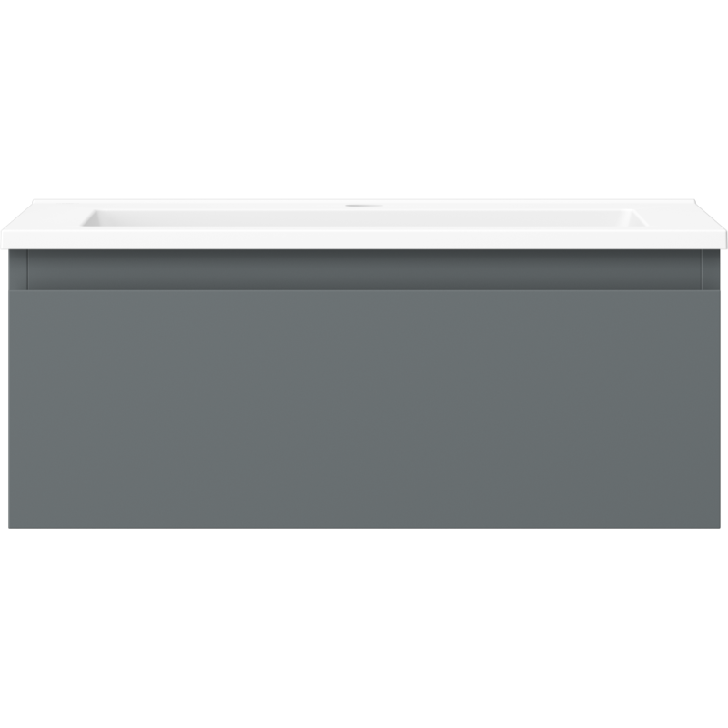 Servant med skap 60 cm grafitt matt og hvit matt, sett forfra med minimalistisk design.