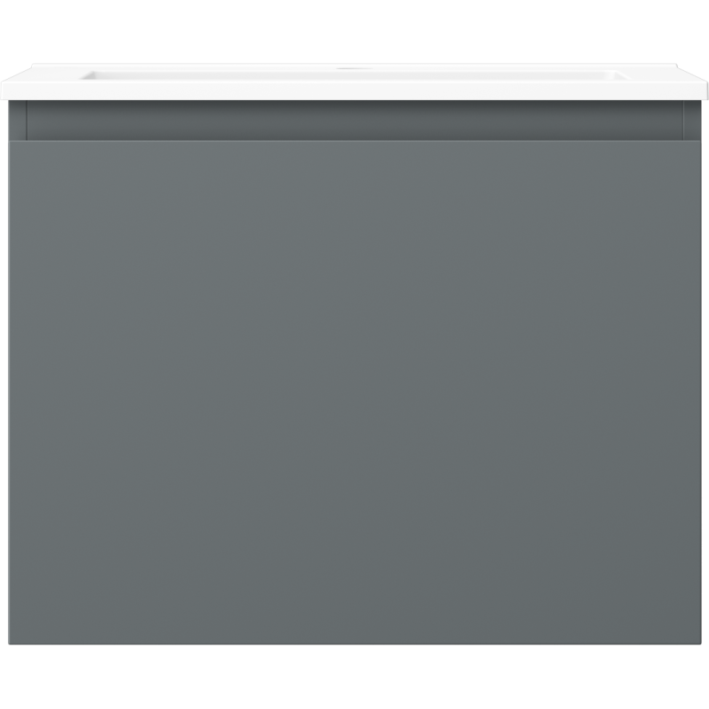 Servant med skap 60 cm grafitt matt og hvit matt front, sett rett forfra uten synlige håndtak.