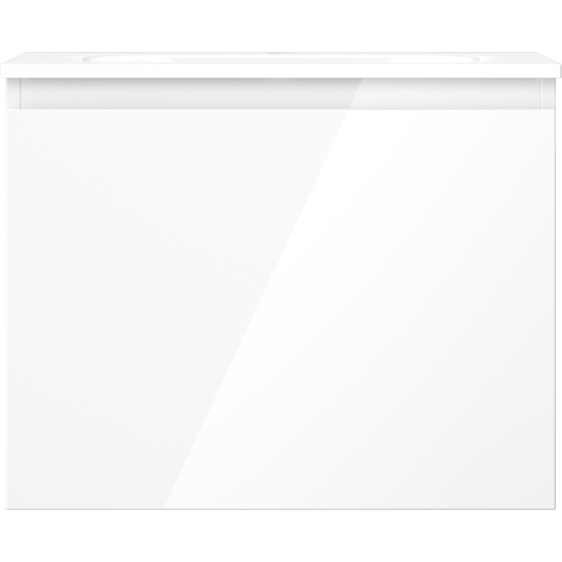 Servant med skap 60 cm Mexen Orio i hvit høyglans sett rett forfra uten håndtak.
