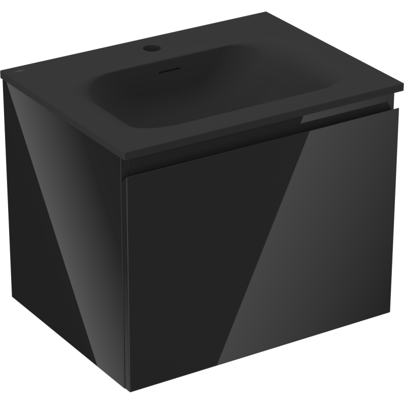 Servantskap med vask 60 cm svart Mexen Orio Vela med én skuff, matt overflate og integrert håndtak.