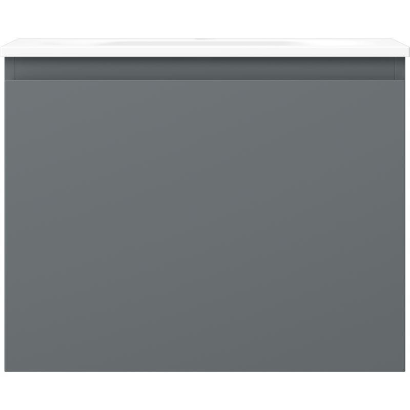 Servant med skap 60 cm Mexen Orio i grafitt matt med hvit topp, sett rett forfra.