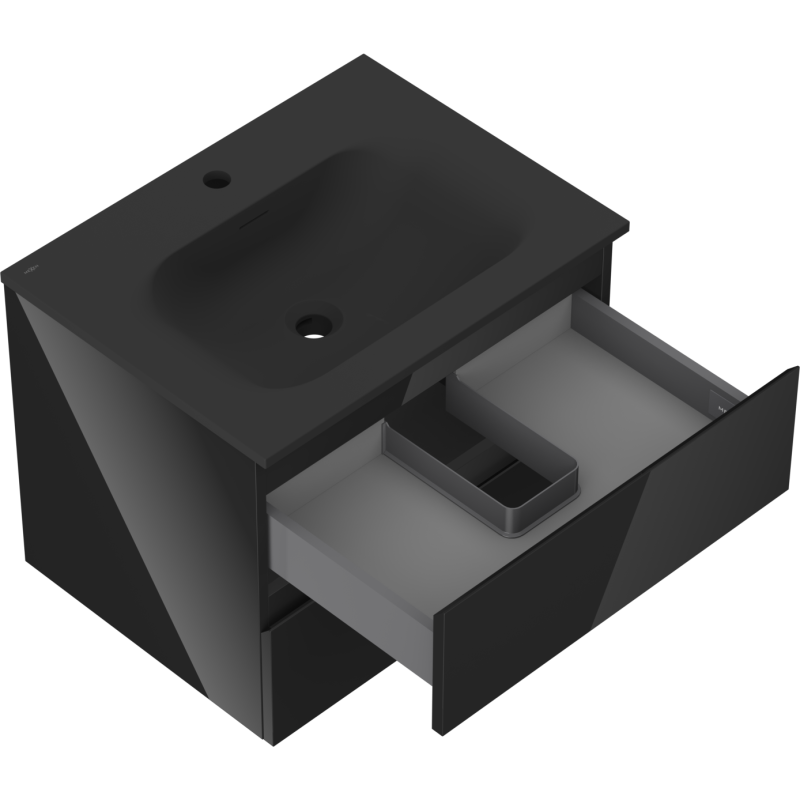 Servantskap med vask 60 cm svart, 2 skuffer Mexen Orio Vela – 91A10-06047-2-BFF70-W23M71