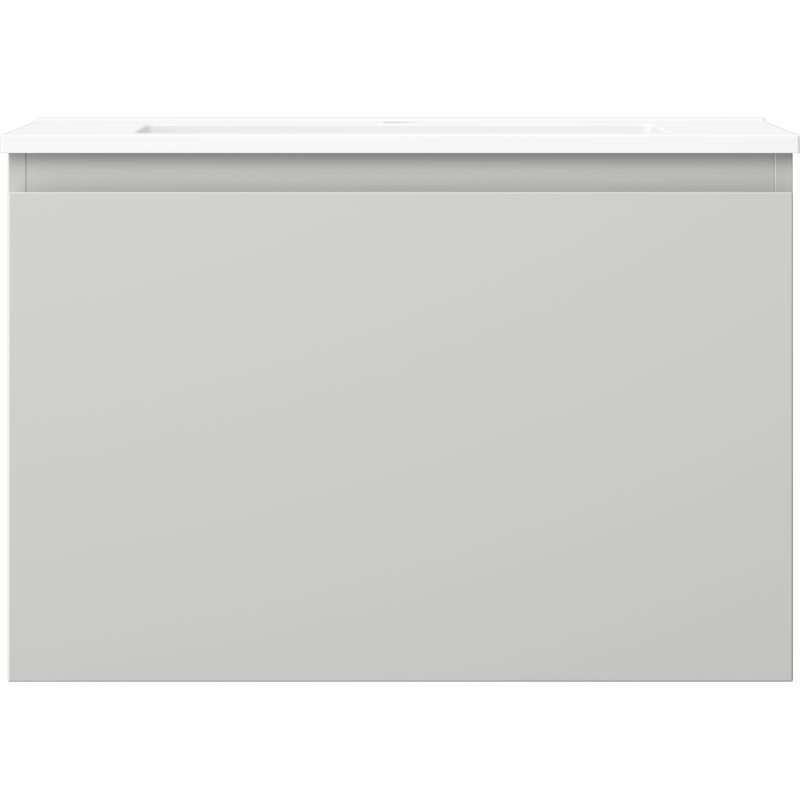 Servant med skap 70 cm Mexen Orio i grå matt med hvit servant, sett rett forfra.