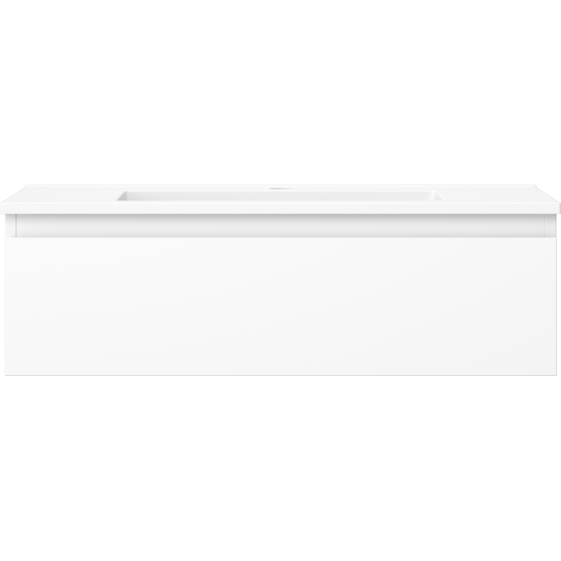 Servant med skap i hvit matt Mexen Orio/Otis 80 cm med én skuff og minimalistisk front.
