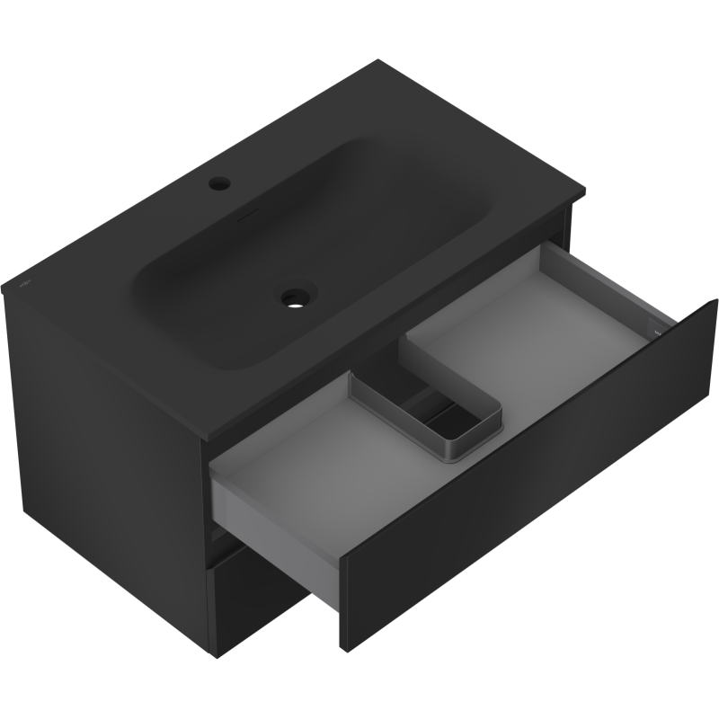 Servantskap med vask 80 cm svart matt, 2 skuffer Mexen Orio – 91A10-08047-2-BFF71-W23M71