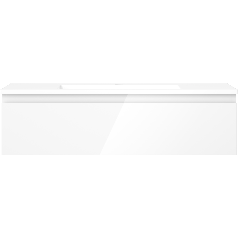 Servant med skap i hvit høyglans, rektangulær Mexen Orio/Otis 90 cm sett rett forfra.