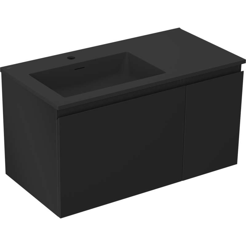 Servantskap med vask 90 cm svart matt Mexen Orio Otis venstre – 91A13-09047-3-BBFF71-W18L71