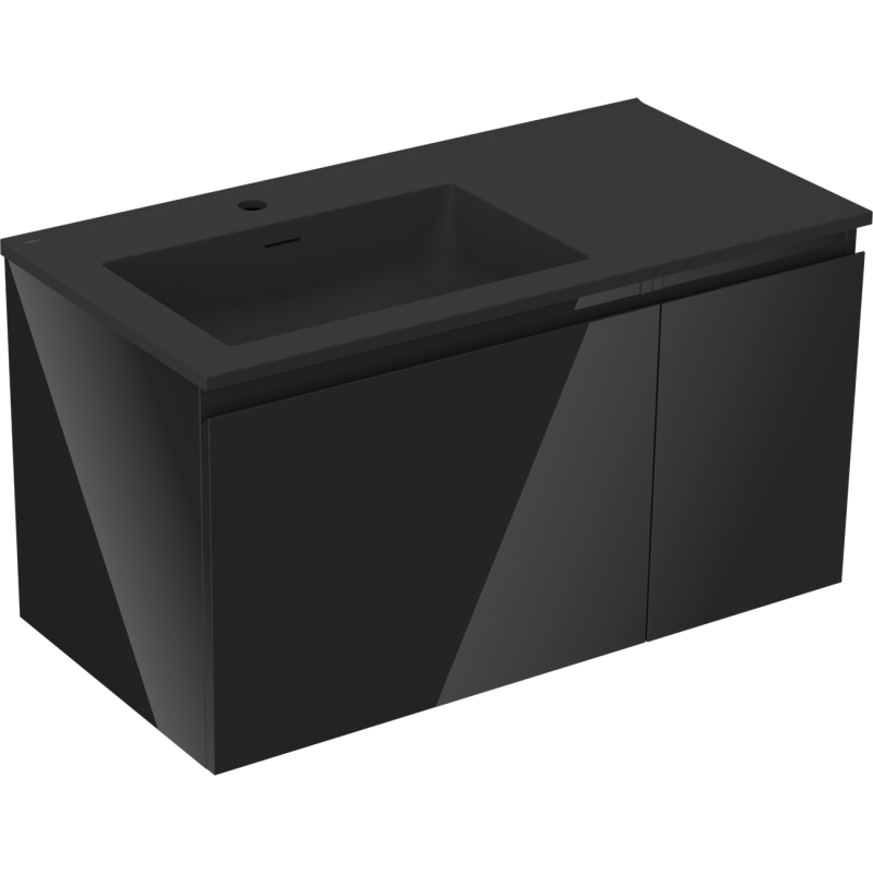 Servantskap med vask 90 cm svart høyglans/matt Mexen Orio – 91A13-09047-3-BBFF70-W18L71