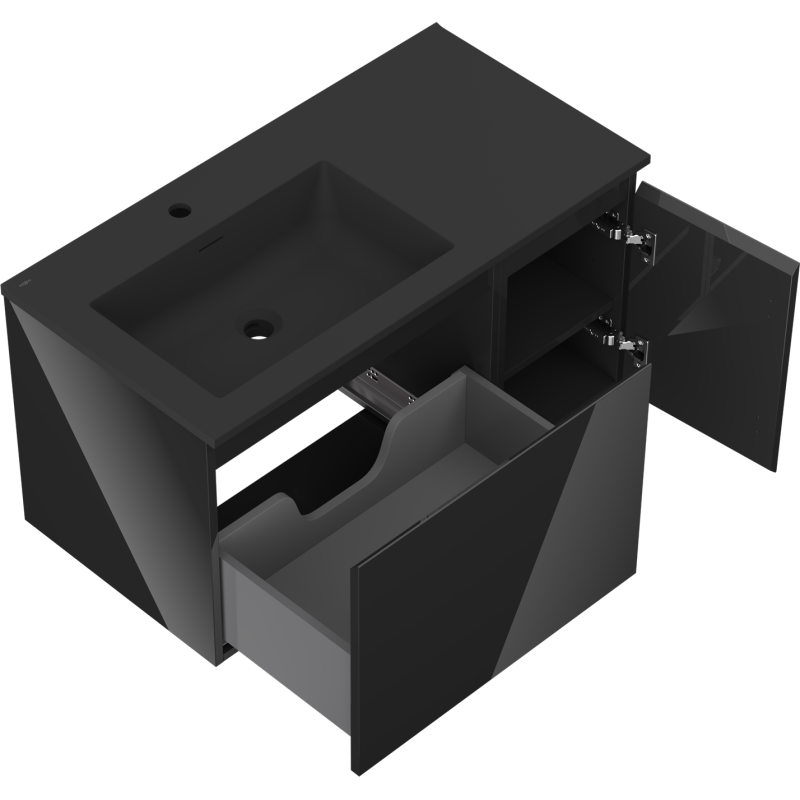 Servantskap med vask 90 cm svart høyglans/matt Mexen Orio – 91A13-09047-3-BBFF70-W18L71