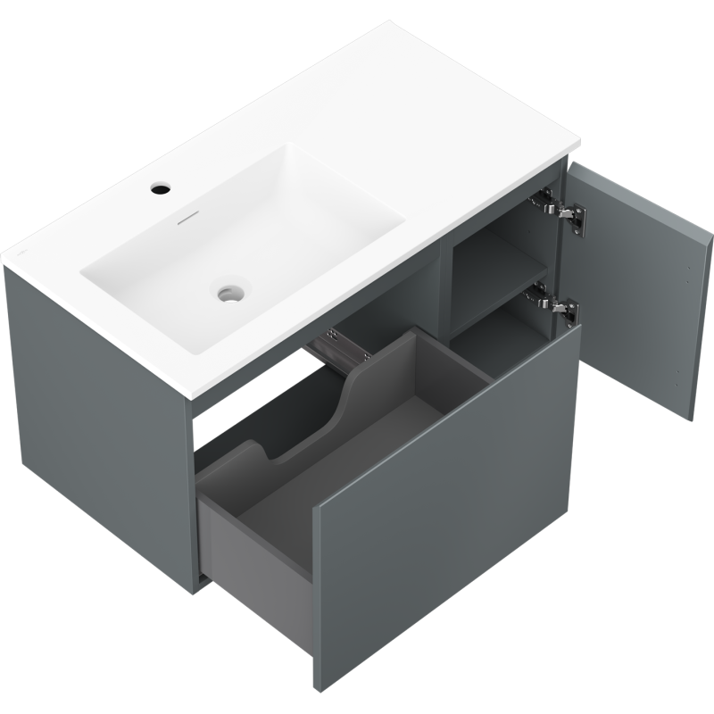 Servantskap med vask 90 cm grafitt matt/hvit matt Mexen Orio – 91A13-09047-3-BBFF66-W18L01