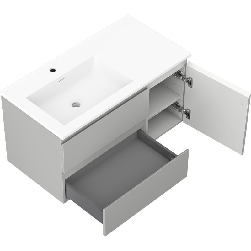 Servantskap med vask 90 cm grå matt/hvit matt Mexen Orio – 91A13-09047-3-BBFFF62-W18L01