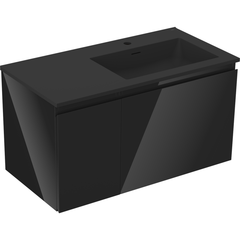 Servantskap med vask 90 cm svart høyglans/matt Mexen Orio – 91A13-09047-3-BBFF70-W18P71