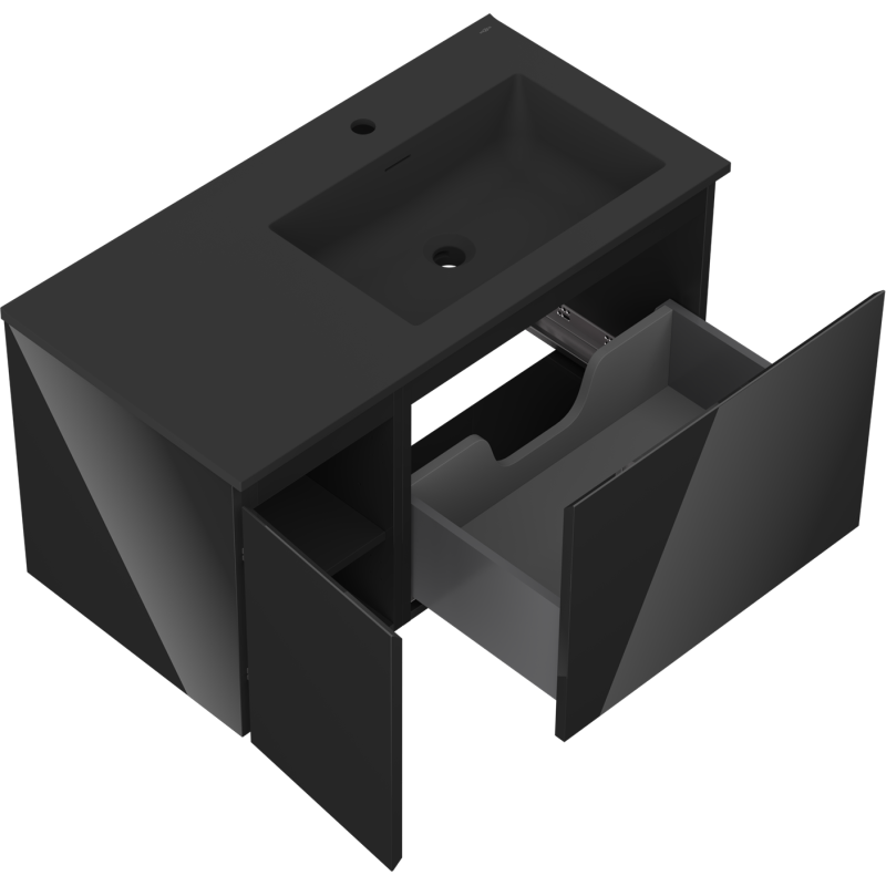 Servantskap med vask 90 cm svart høyglans/matt Mexen Orio – 91A13-09047-3-BBFF70-W18P71